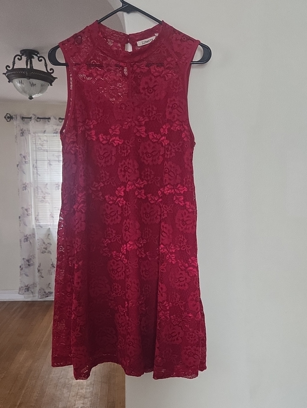 Liberty Red Sleeveless Lace Mini Dress